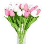 Bouquet De Tulipes Artificielles élégantes Et Colorées - Rose/blanc