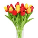 Bouquet De Tulipes Artificielles élégantes Et Colorées - Rouge/jaune