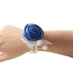 Bracelet Fleur Pour Un Mariage Rose éblouissant - Bleu
