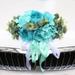 capot fleur pour voiture de mariage fleurs elegantes bleu vert 264 1
