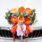 Capot Fleur Pour Voiture De Mariage - Fleurs De Mariage élégantes - Orange