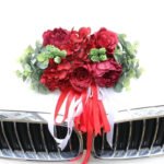 Capot Fleur Pour Voiture De Mariage - Fleurs De Mariage élégantes - Rouge Foncé