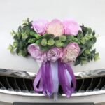 capot fleur pour voiture de mariage fleurs elegantes violet clair 952 1