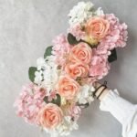 centre de table mariage avec fleur artificielle elegante saumon 340 1