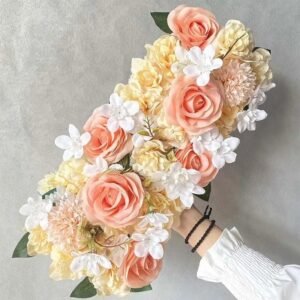 centre de table mariage avec fleur artificielle elegante saumon 462 1