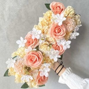 Centre De Table Mariage Avec Fleur Artificielle élégante - Saumon Et Jaune