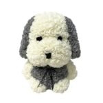 chien en roses decoration florale originale blanc gris 457 1