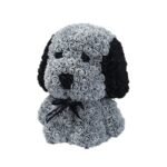 chien en roses decoration florale originale gris noir 441 1