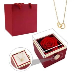 Coffret Rose Avec Collier Personnalisé Rose éternelle