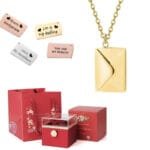 Coffret Rose éternelle Avec Collier Lettre Personnalisé - Rouge / Or