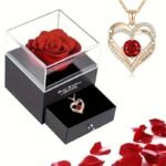 Collier Saint Valentin Avec Rose éternelle – Un Cadeau Romantique