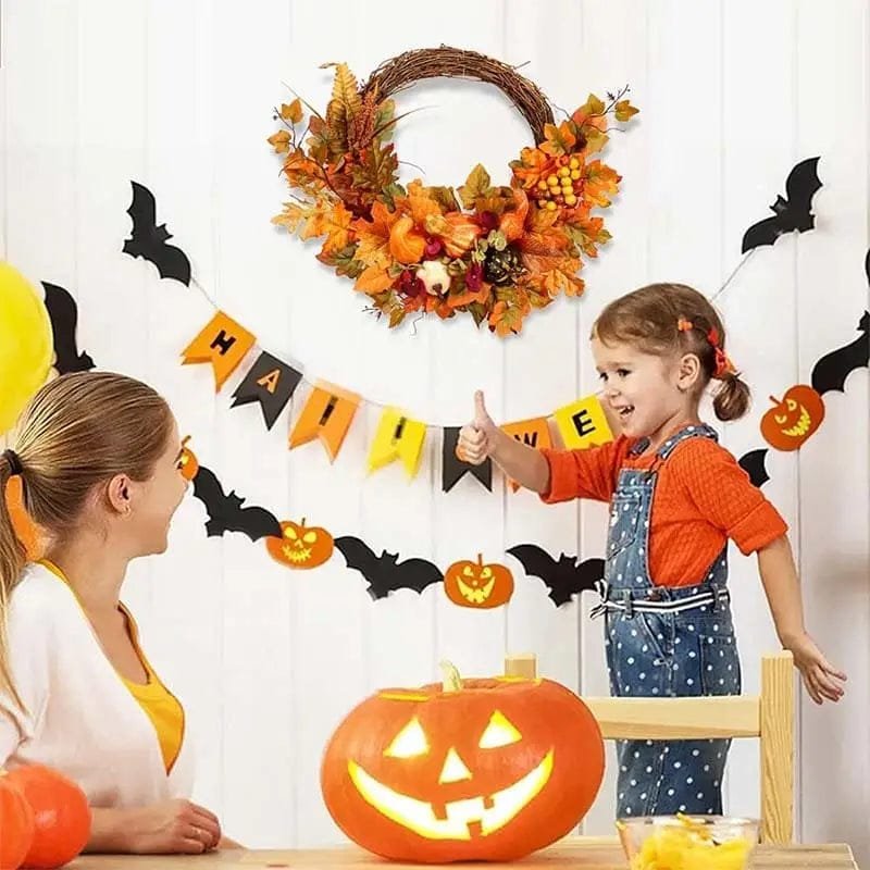 Couronne D’automne Avec Citrouilles Décoratives