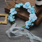 couronne de fleurs pour cheveux elegante et chic bleu 854 1