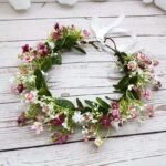couronne de fleurs pour cheveux lors mariage rose 548 1
