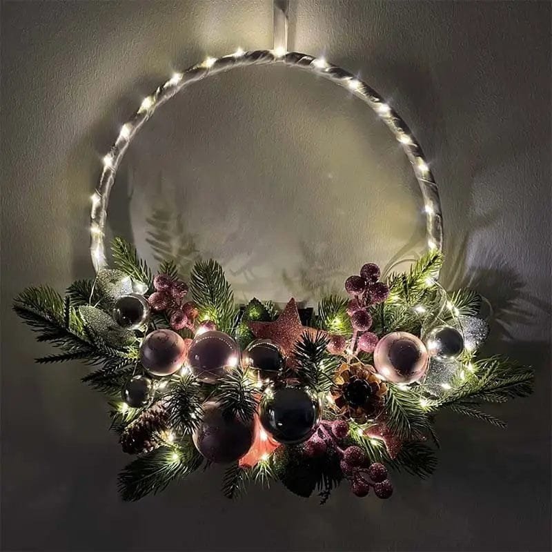 Couronne De Noël Lumineuse Pour Une Ambiance Festive Et Chaleureuse - Rose