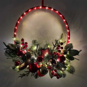 Couronne De Noël Lumineuse Pour Une Ambiance Festive Et Chaleureuse - Rouge