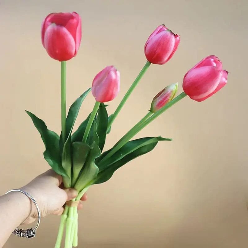 fausses tulipes realistes pour une decoration elegante rose 391 1