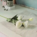 Lisianthus Artificiel 3 Fleurs et Bourgeon Pour Décoration Intérieure