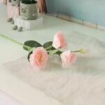 Lisianthus Artificiel 3 Fleurs et Bourgeon Pour Décoration Intérieure