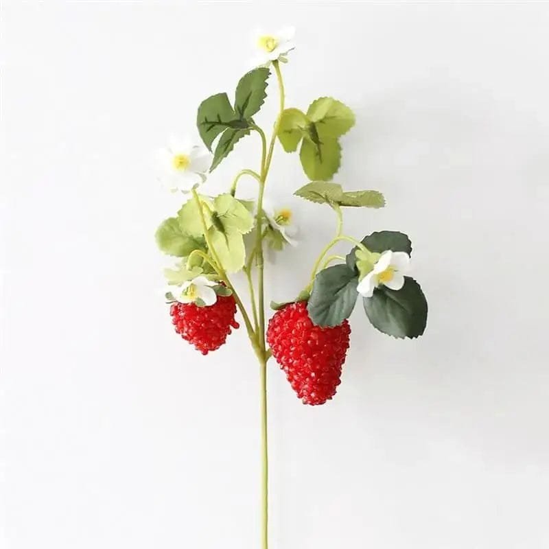 Fleurs Fraises Artificielles Pour Une Décoration éclatante - 1 Branche Grosses Fraises