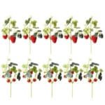 fleurs fraises artificielles pour une decoration eclatante 10 779 Fleurs Fraises Artificielles Pour Une Décoration éclatante - 10 Branches: 5 Grosses Et 5 Petites Fraises