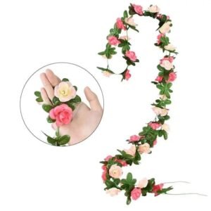 guirlande de fleurs artificielles pour decoration interieure rose 162 1