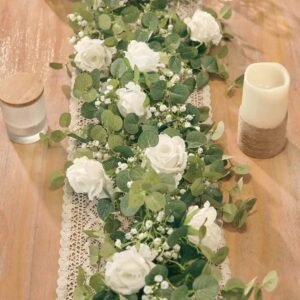 guirlande de roses artificielles blanches pour decoration elegante 467 1