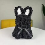 lapin en rose peluche douce et mignonne noir blanc 455 1