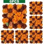mur de fleurs artificielles pour mariage elegant orange et marron 710 1