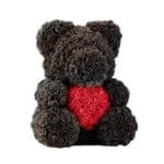 Ours En Rose: Peluche Douce Et Adorable - Noir - Cœur Rouge / 25cm