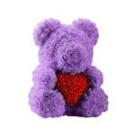 Ours En Rose: Peluche Douce Et Adorable - Violet - Cœur Rouge / 25cm
