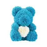Ours En Rose: Peluche Douce Et Réconfortante - Bleu - Cœur Blanc / 25cm