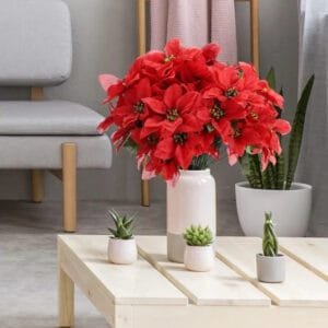 Poinsettia Artificiel Rouge - Décoration élégante Et Durable