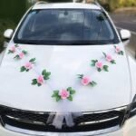 ruban rose pour voiture de mariage avec fleur elegante 231 1