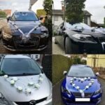 ruban rose pour voiture de mariage avec fleur elegante 869 1