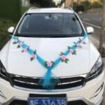 Ruban Rose Pour Voiture De Mariage Avec Fleur Rose élégante - Rose + Ruban Bleu