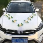 ruban rose pour voiture de mariage avec fleur elegante champagne 520 1