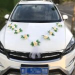 Ruban Rose Pour Voiture De Mariage Avec Fleur Rose élégante - Champagne