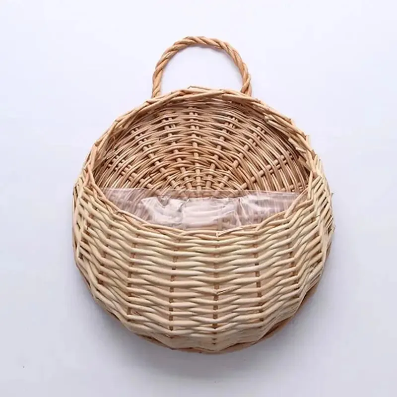 Vase En Osier Pour Panier Mural Décoratif - Beige / 22x18cm