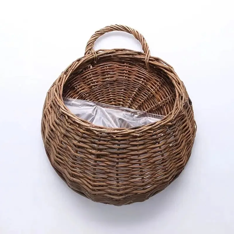 Vase En Osier Pour Panier Mural Décoratif - Marron / 22x18cm