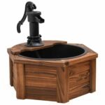 Fontaine de jardin avec pompe – Bois de sapin massif 57 x 57 x 53 cm