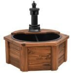 Fontaine de jardin avec pompe – Bois de sapin massif 57 x 57 x 53 cm