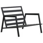 Salon de jardin alu 5 places – Gris foncé, coussins épais, 2 tables