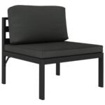 Salon de jardin alu anthracite – Canapé 3 places modulable avec coussins