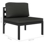 Salon de jardin alu anthracite – Canapé 3 places modulable avec coussins