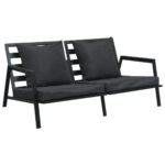 Salon de jardin alu gris – 4 places, coussins épais, table basse en verre