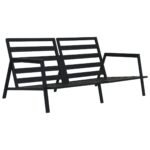 Salon de jardin alu gris – 4 places, coussins épais, table basse en verre