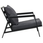 Salon de jardin alu gris – 4 places, coussins épais, table basse en verre