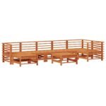 Salon de jardin bois massif – Pin Brun Ciré, 8 Pièces – vue 3